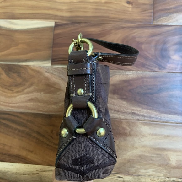 Chocolate Coach Shoulder Bag w/leather trim - Picture 5 of 6